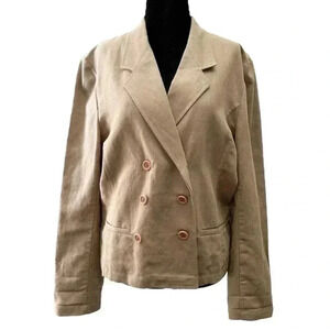 Vintage Linen Blazer Relaxed Fit Neutral Tan Brown Size  EU42 Medium
